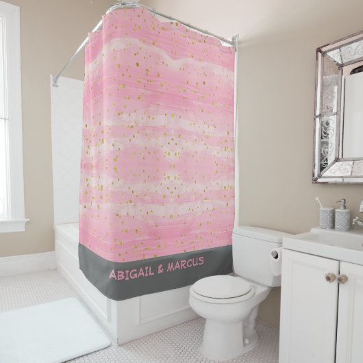 Roze Abstract bad Douchegordijn (In situ)