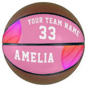 Roze Abstract Basketbal Speler Naam Team  (Voorkant)