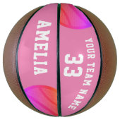 Roze Abstract Basketbal Speler Naam Team  (Verticaal)