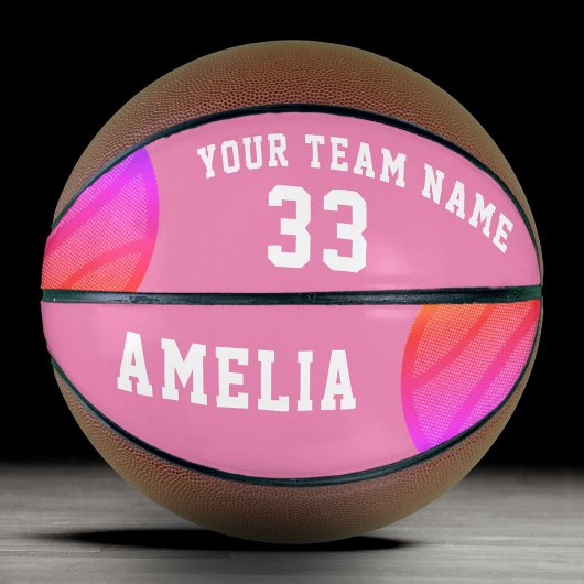 Roze Abstract Basketbal Speler Naam Team 