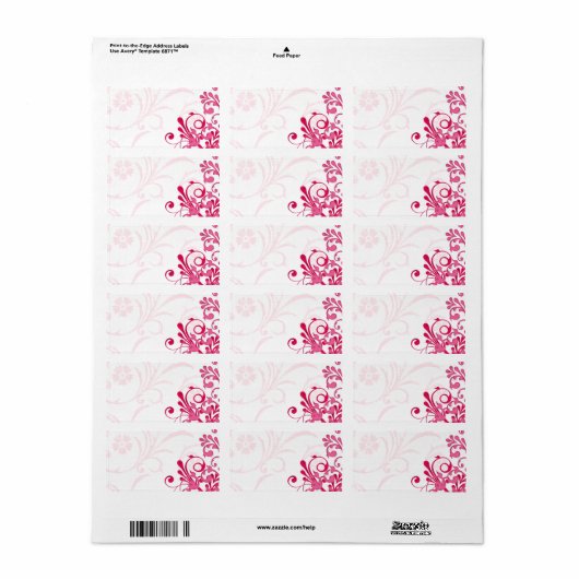 Roze Abstract Bloemen Bruiloft Blank Adres Label (Full Sheet)