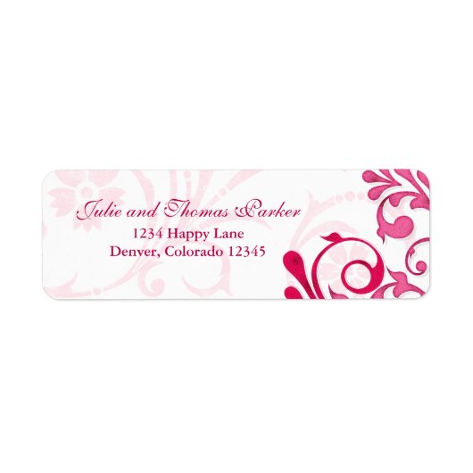 Roze Abstract Bloemen Bruiloft Retouradres Label (Voorkant)