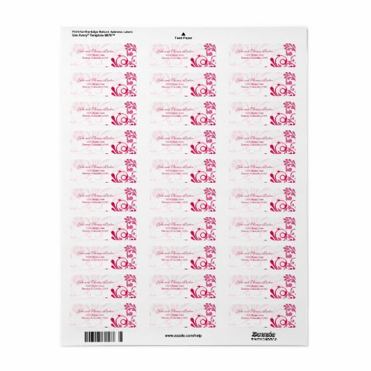 Roze Abstract Bloemen Bruiloft Retouradres Label (Full Sheet)