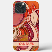Roze Abstract Bloemenrood Gepersonaliseerd Modern Case-Mate iPhone Case (Achterkant)