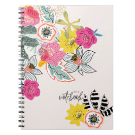 Roze Abstract Bloemmotief | Notitieboek Dagboek