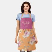 Roze abstract bloempatroon op maat gekookt schort (Gedragen)