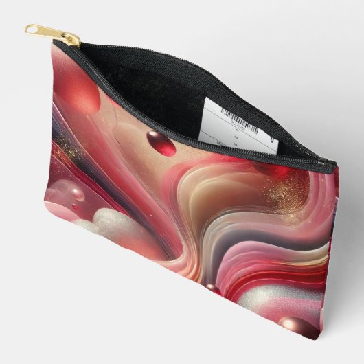 Roze Abstract Design Zippered Pouch Etui (Open)