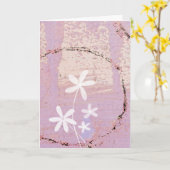 Roze Abstract en bloemen, Birthday Kaart (Gele Bloem)