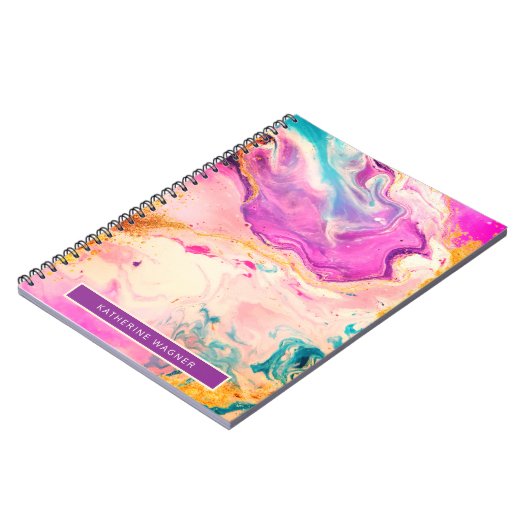 Roze Abstract fijn kunstschildermonogram Notitieboek (Linkerzijde)