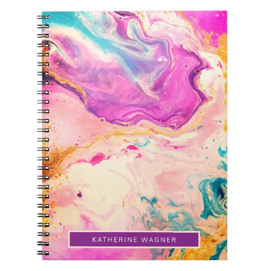 Roze Abstract fijn kunstschildermonogram Notitieboek (Voorkant)