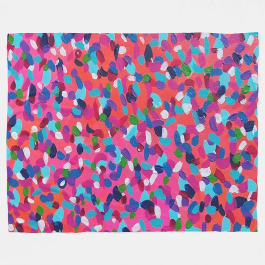 Roze Abstract Fleece Deken (Voorkant (Horizontaal))
