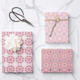 Roze Abstract geometrisch achthoekig cirkelpatroon Inpakpapier Vel