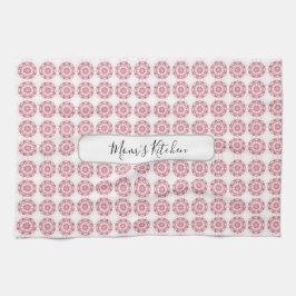 Roze Abstract geometrisch achthoekig cirkelpatroon Theedoek