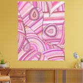 Roze Abstract Geometrisch Patroon met Gebogen Lijn Canvas Afdruk (Insitu (Woonkamer))