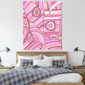 Roze Abstract Geometrisch Patroon met Gebogen Lijn Canvas Afdruk (Insitu (Slaapkamer))