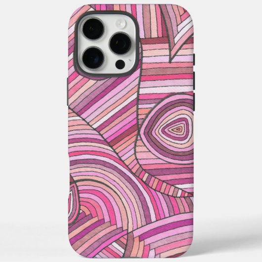 Roze Abstract Geometrisch Patroon met Gebogen Lijn Case-Mate iPhone Case (Achterkant)