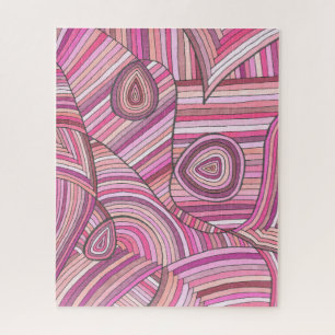 Roze Abstract Geometrisch Patroon met Gebogen Lijn Legpuzzel