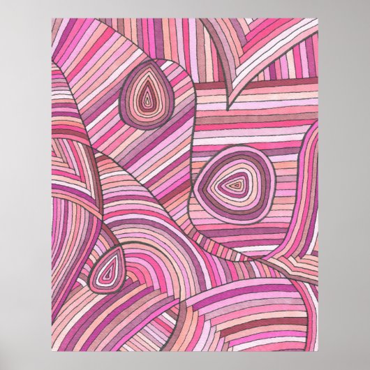 Roze Abstract Geometrisch Patroon met Gebogen Lijn Poster (Voorkant)