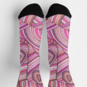 Roze Abstract geometrisch patroon met gebogen lijn Sokken (Top)