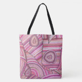 Roze Abstract Geometrisch Patroon met Gebogen Lijn Tote Bag (Voorkant)