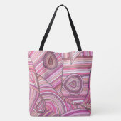 Roze Abstract Geometrisch Patroon met Gebogen Lijn Tote Bag (Achterkant)