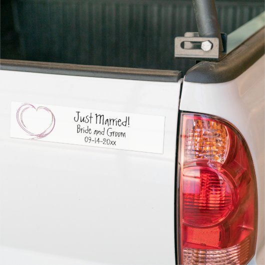 Roze Abstract Hart net getrouwd bruiloft Bumpersticker (Op Truck)
