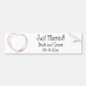Roze Abstract Hart net getrouwd bruiloft Bumpersticker (Voorkant)