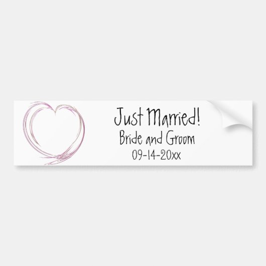 Roze Abstract Hart net getrouwd bruiloft Bumpersticker (Voorkant)