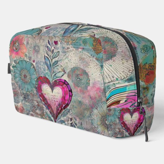 Roze Abstract Hart Toilettas Toilettasje (Rechterhoek)