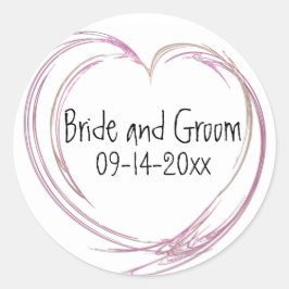 Roze Abstract Heart Wedding Envelope Seal Ronde Sticker