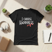  Roze abstract Ik kies geluk zwart T-shirt