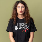 Roze abstract Ik kies geluk zwart T-shirt