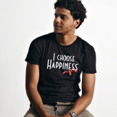 Roze abstract Ik kies geluk zwart T-shirt