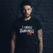 Roze abstract Ik kies geluk zwart T-shirt