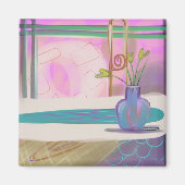 Roze Abstract Interieur Boeket Originele Kunst Magneet (Voorkant)