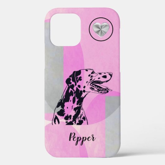 Roze Abstract-Kunst Dalmatian Dog iPhone Case (Achterkant)