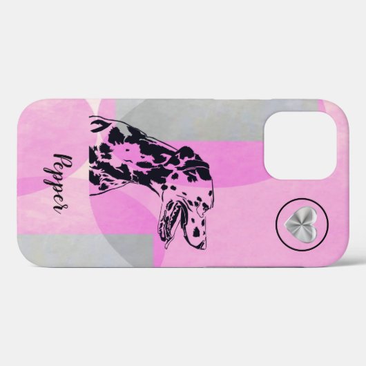 Roze Abstract-Kunst Dalmatian Dog iPhone Case (Achterkant (horizontaal))