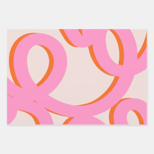 Roze Abstract lijn penseelstreken Inpakpapier Vel