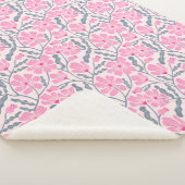 Roze Abstract Mid Century Modern Flower Sherpa Deken (3/4)