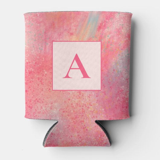 Roze Abstract Monogram Blikjeskoeler (Voorkant)