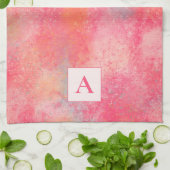 Roze Abstract Monogram Keukenhanddoek (Gevouwen)