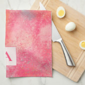 Roze Abstract Monogram Keukenhanddoek (Quarter Fold)