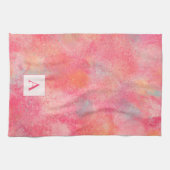 Roze Abstract Monogram Keukenhanddoek (Horizontaal)
