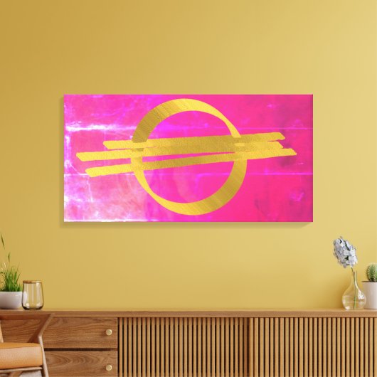 Roze, Abstract, opgerold, goudvormig canvas afdruk (Insitu (Woonkamer))