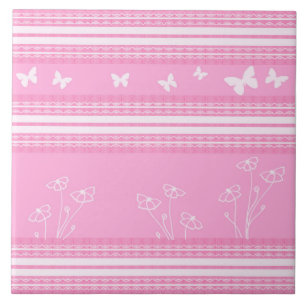 Roze abstract patroon Keramische Tegel Tegeltje