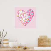 Roze Abstract Poster voor geometrische harttekenin (Keuken)