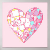 Roze Abstract Poster voor geometrische harttekenin (Voorkant)