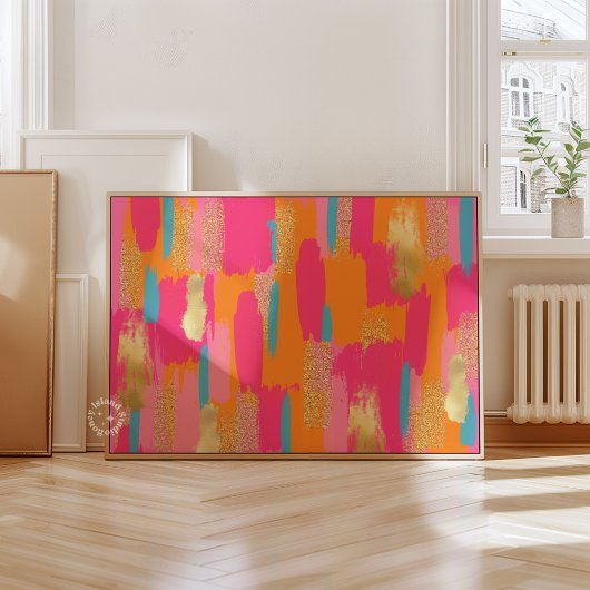 Roze Abstract Preppy Slaapkamerdecoratie Poster