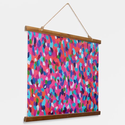 Roze Abstract schilderij Hangend Wandkleed (Gebogen)