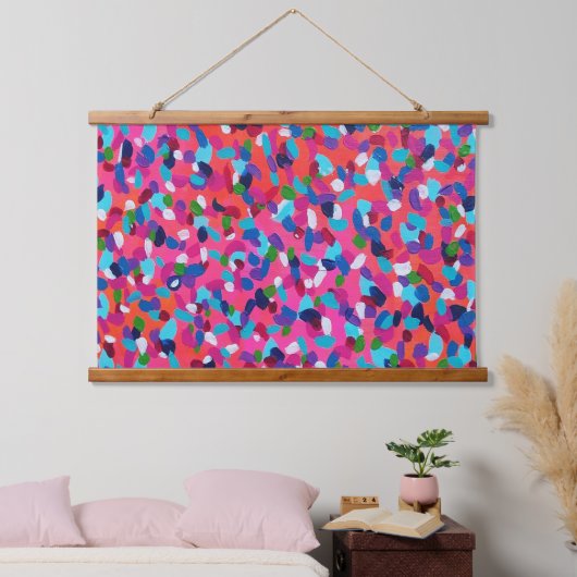 Roze Abstract schilderij Hangend Wandkleed (Slaapkamer)